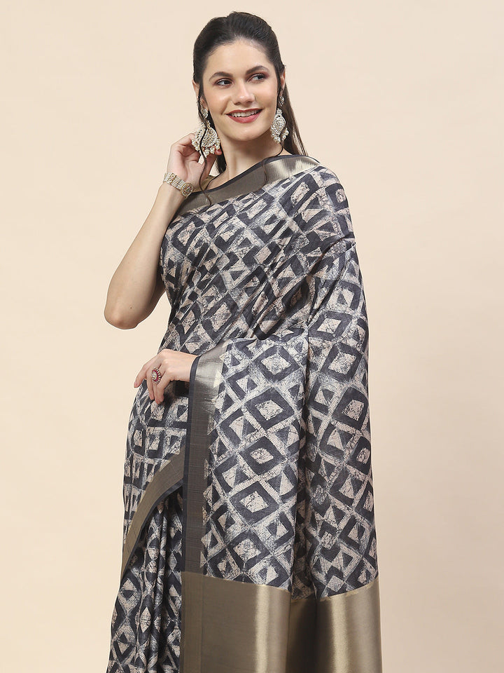 Digital Print Art Tussar Saree