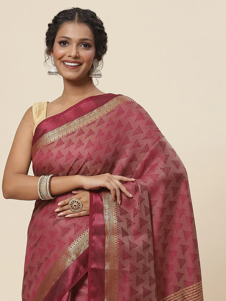 Plain Zari Border Handloom Woven Saree