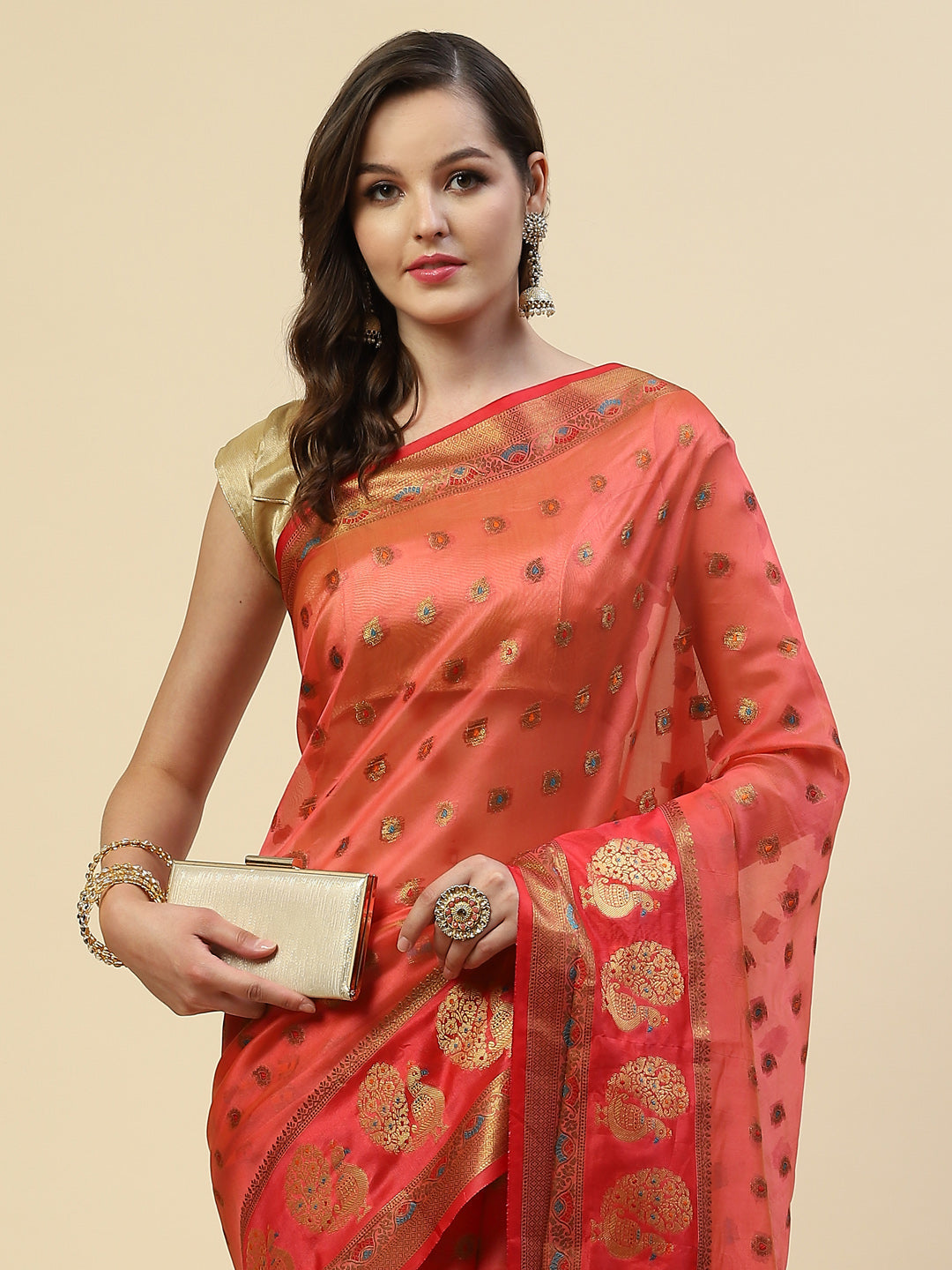 Zari Booti Cotton Woven Saree