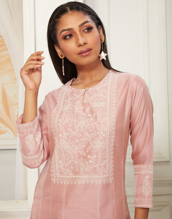 Cotton Chanderi Kurti with Plazzo