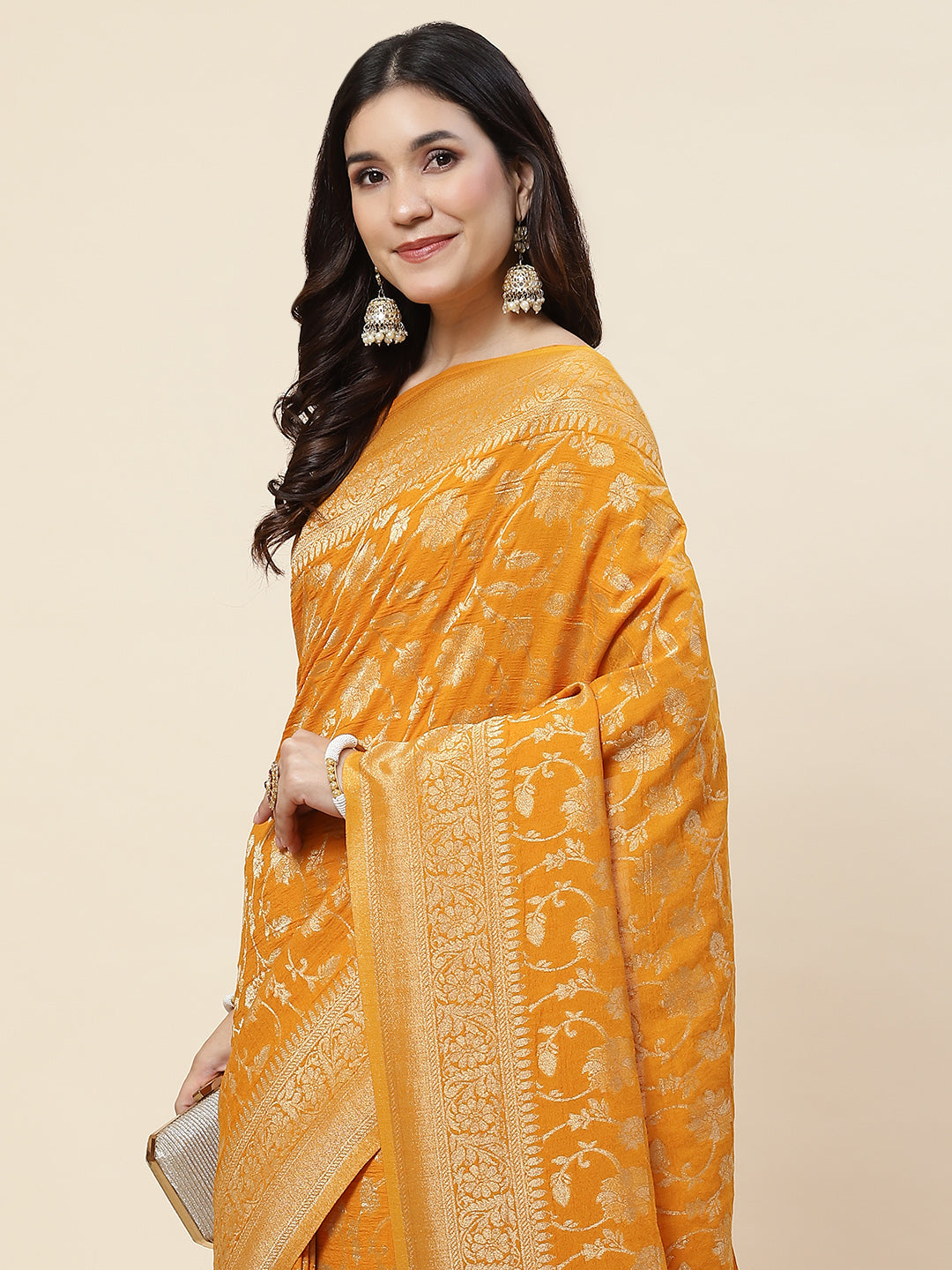Zari Jaal Tussar Silk Plain Saree
