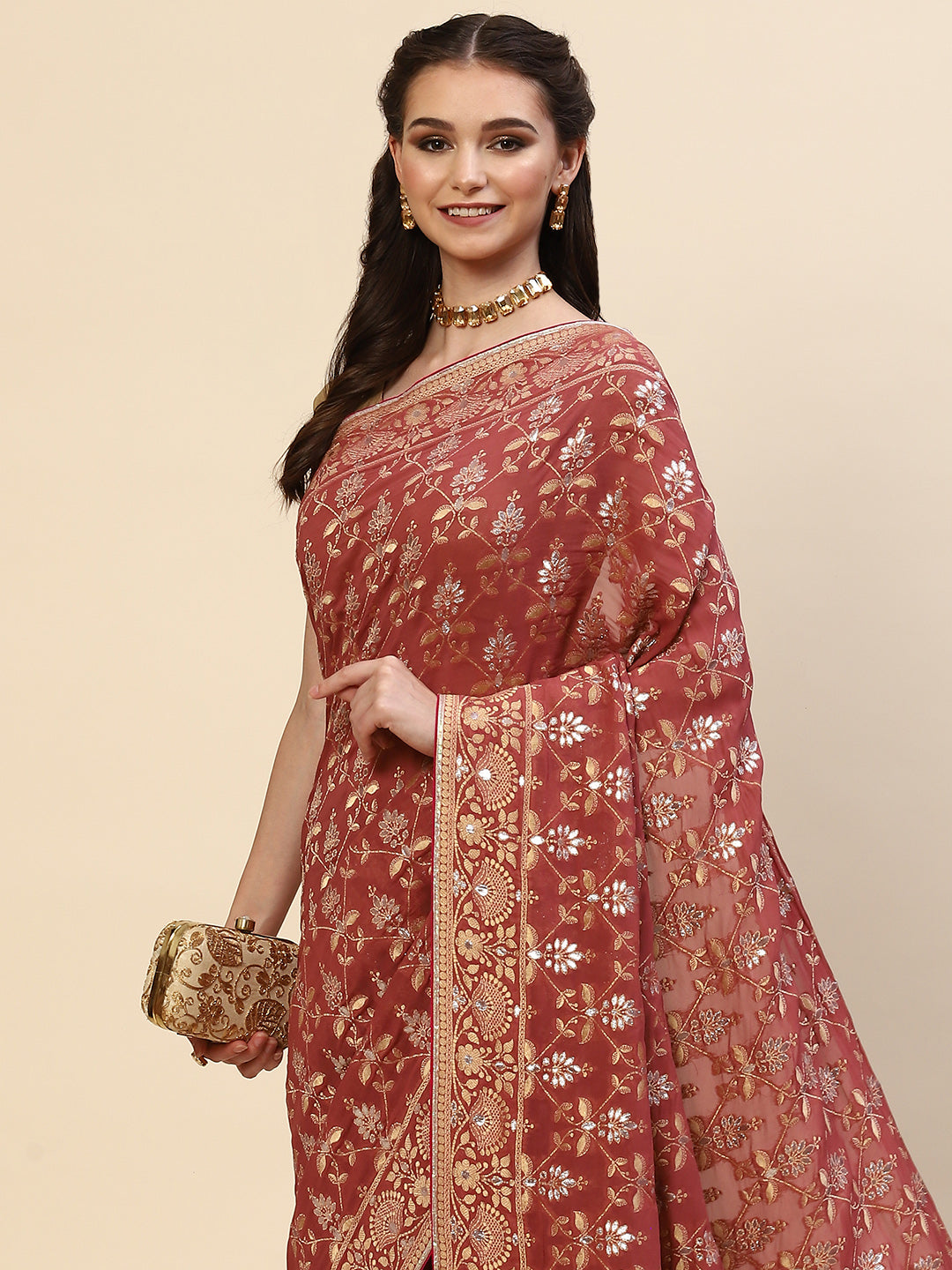 Banarasi Jaal Georgette Plain Saree