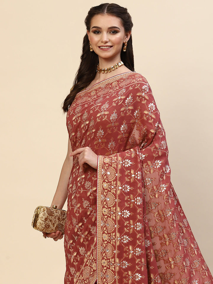 Banarasi Jaal Georgette Plain Saree