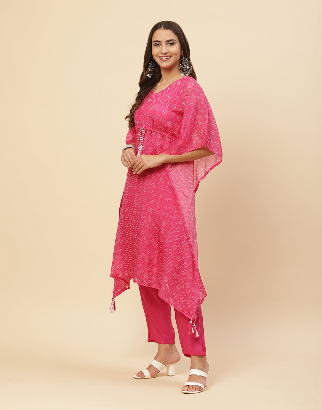 Printed Organza Kaftan Kurti With Pant