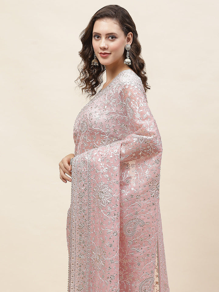 Resham Jaal Embroidery Organza Saree