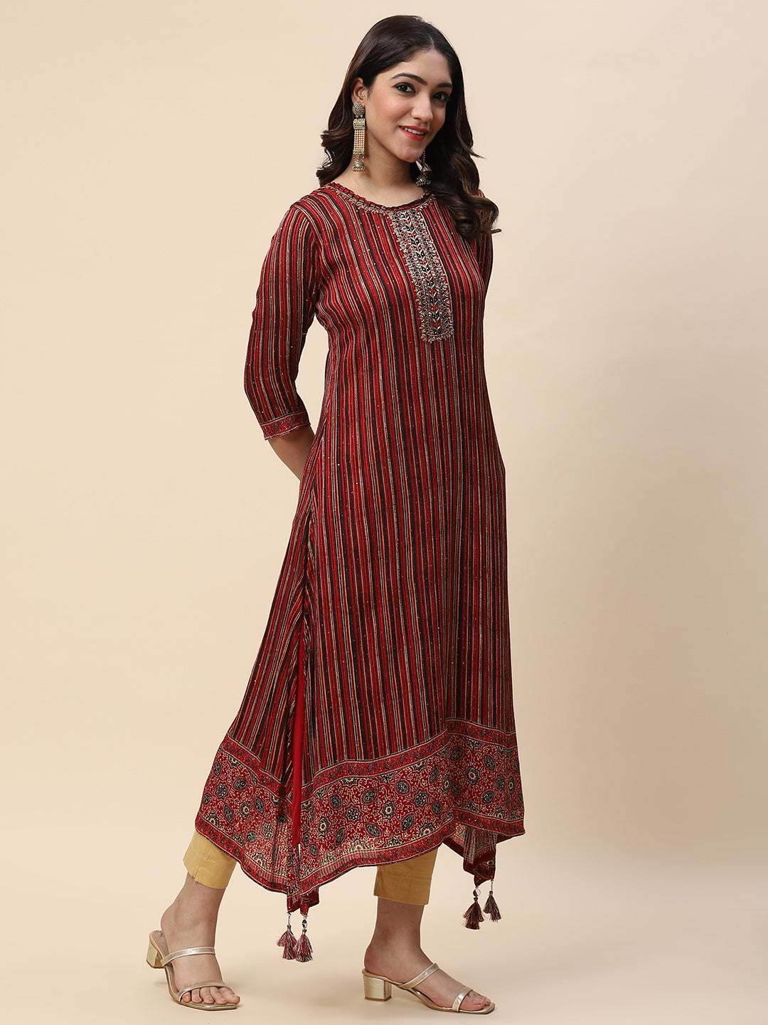 Printed &amp; Sequin Work Georgette Kurta