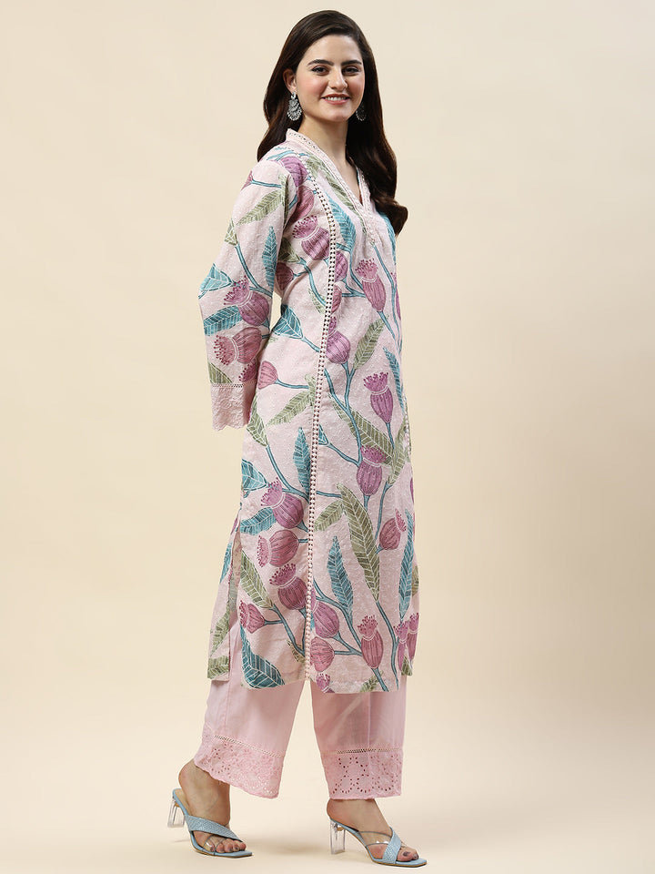 Neck Patti Printed Cotton Kurta Set