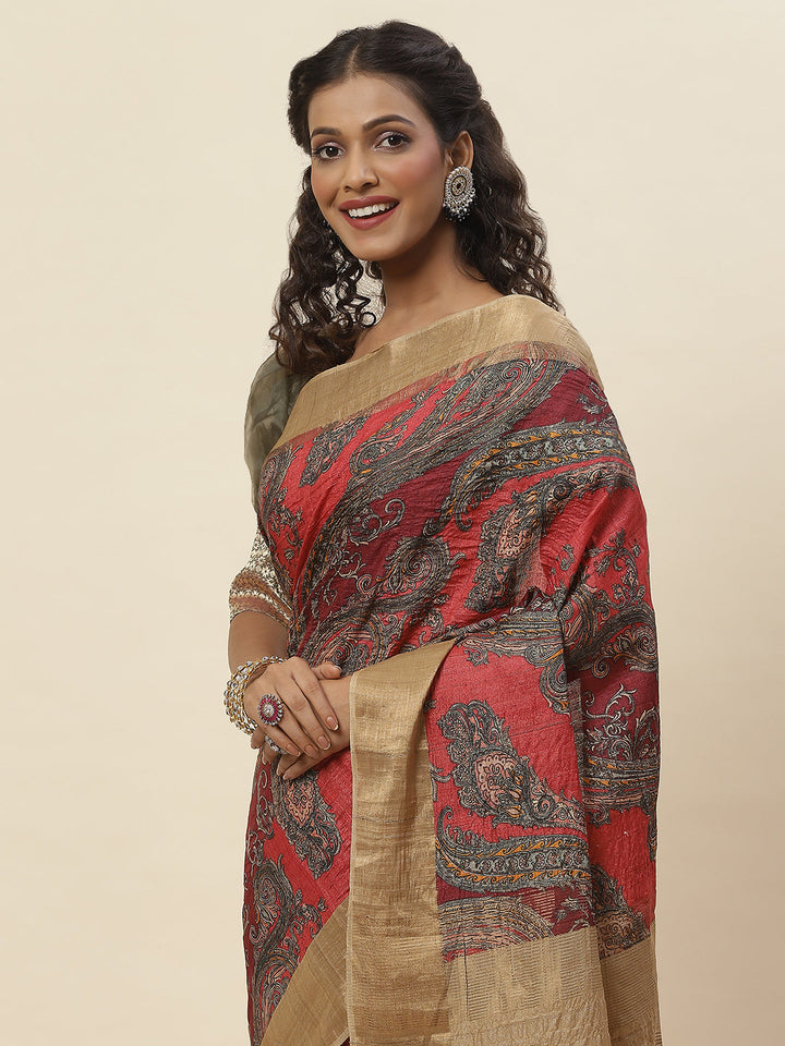Printed Tussar Saree