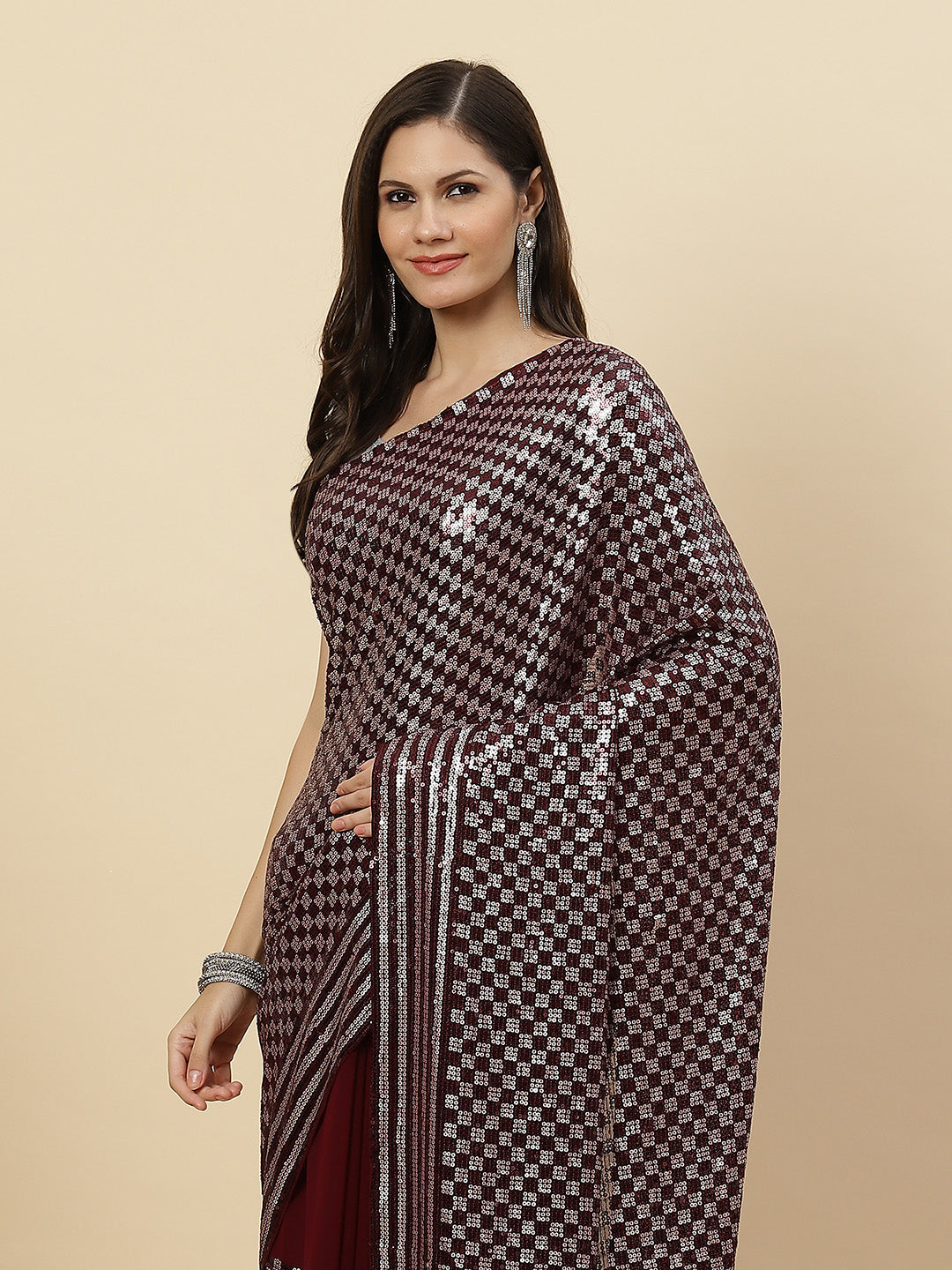 Sequin Embroidered Georgette Saree