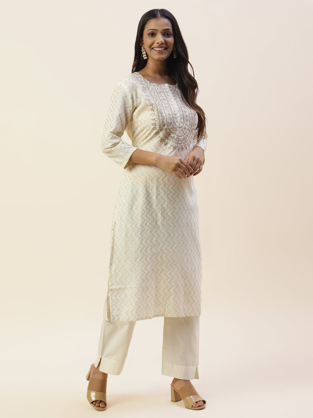 Printed Cotton Kurta With Pants