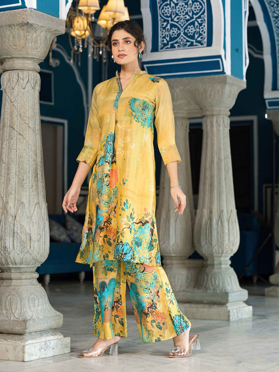 Floral Printed Cotton Straight Kurta With Palazzo
