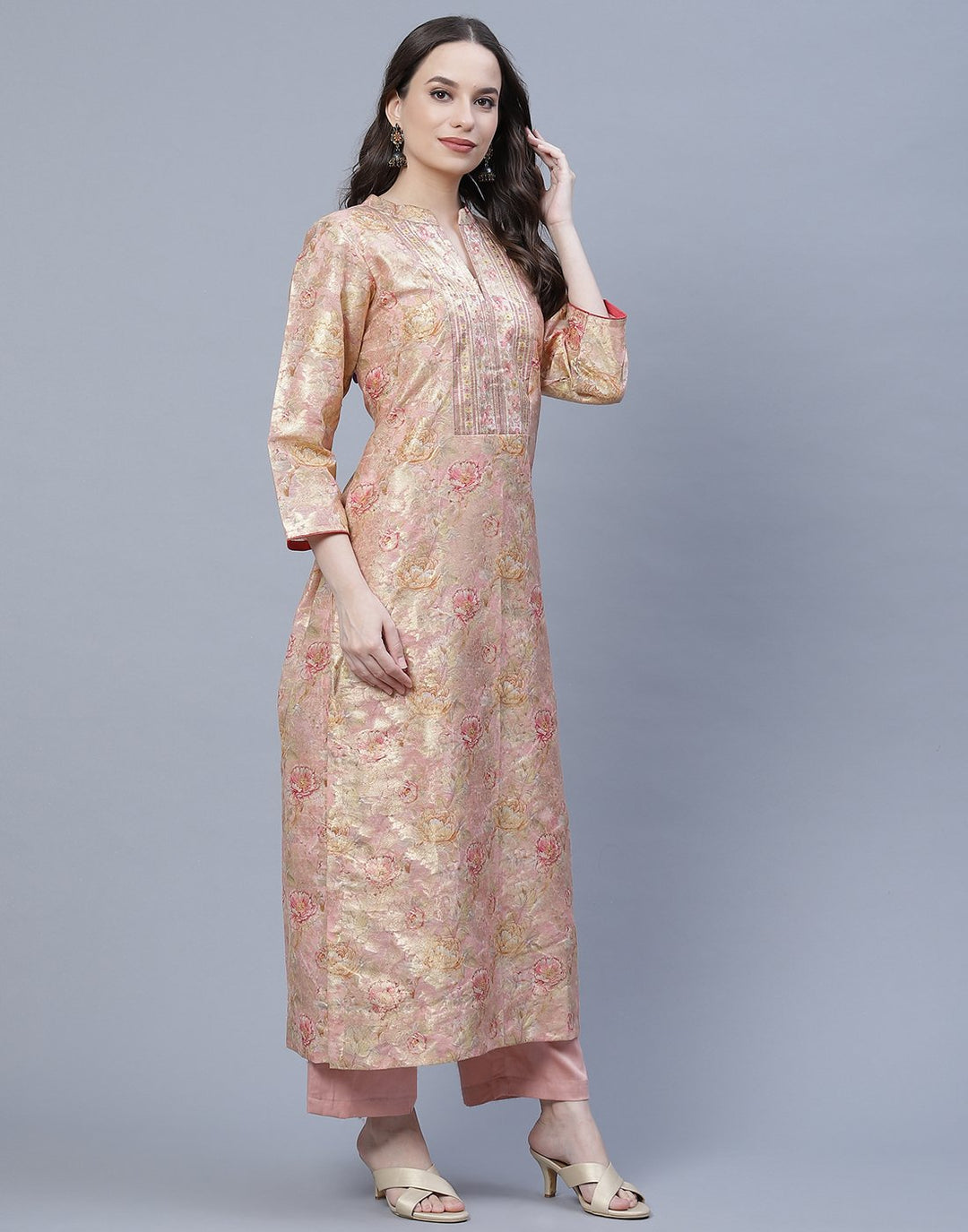 Chanderi Printed Kurti Pant Set