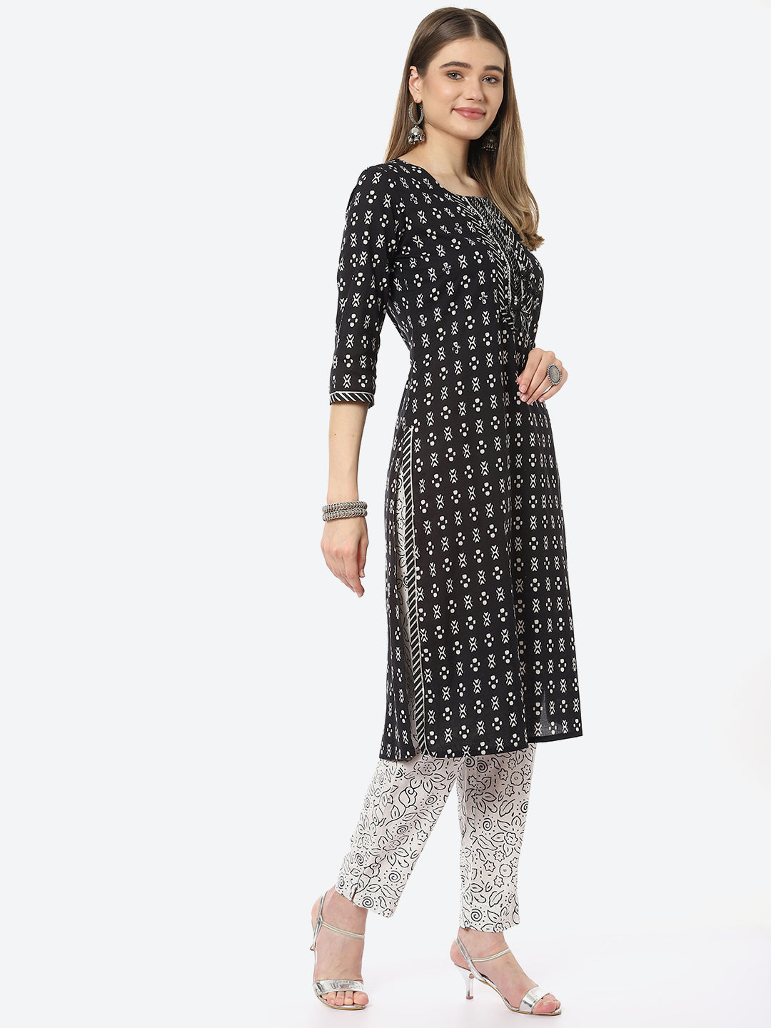 Printed Cotton Kurta With Pant &amp; Cotton Dupatta
