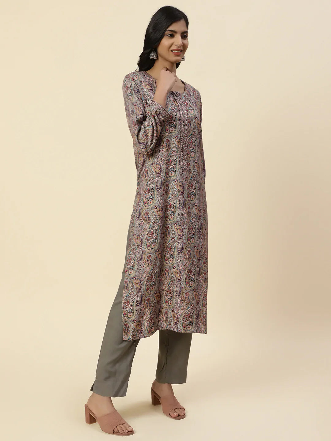 Printed Pashmina Kurta With Pants