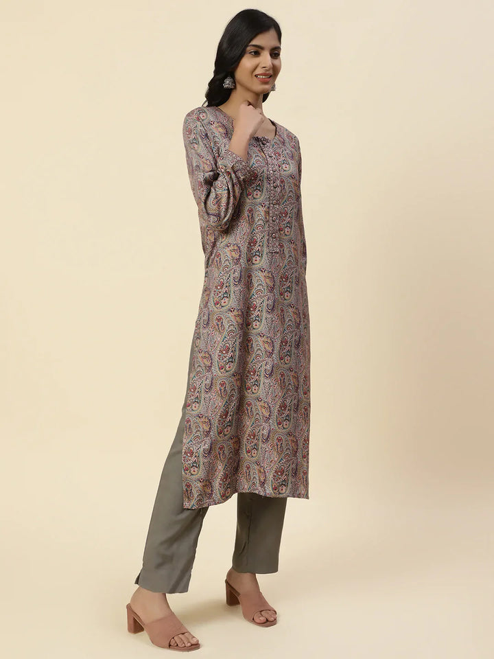 Printed Pashmina Kurta With Pants