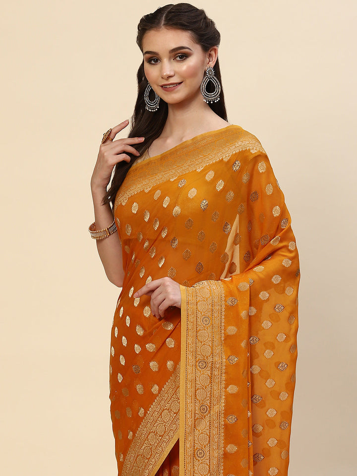 Zari Booti Georgette Plain Saree