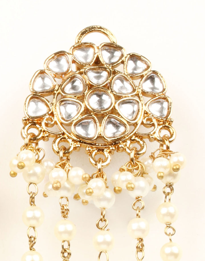 Golden Pearl And Stone Earring