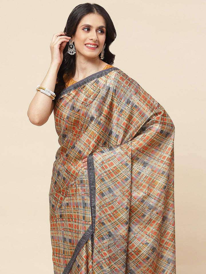 Digital Printed Satin Saree