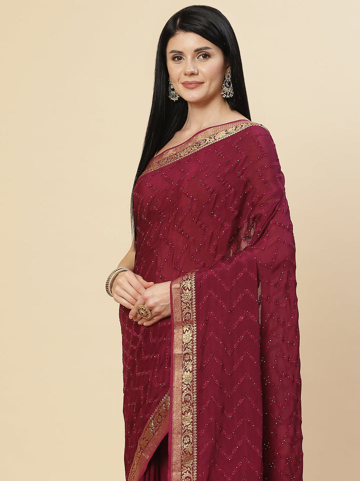 Embroidered Crepe Saree