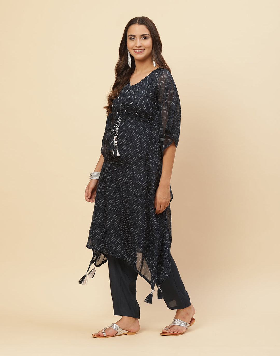 Printed Organza Kaftan Kurti With Pant