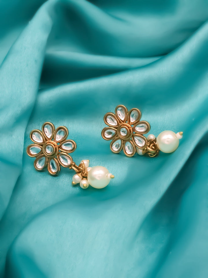 Gold &amp; White Drop &amp; Dangler Earrings