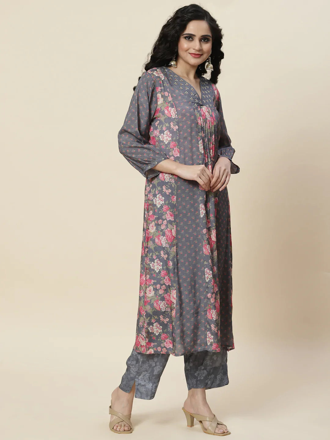 Printed Crepe Kurta With Palazzo
