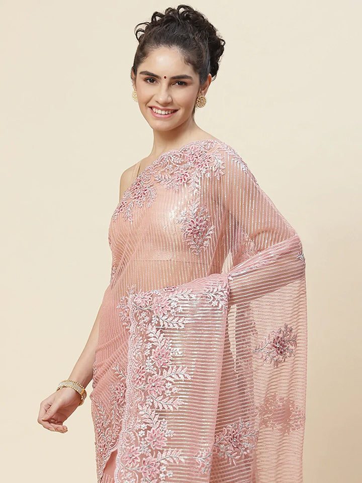 Swarovski Jaal Embroidered Net Saree