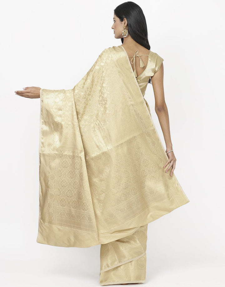 Beige Banarasi Art Handloom Saree