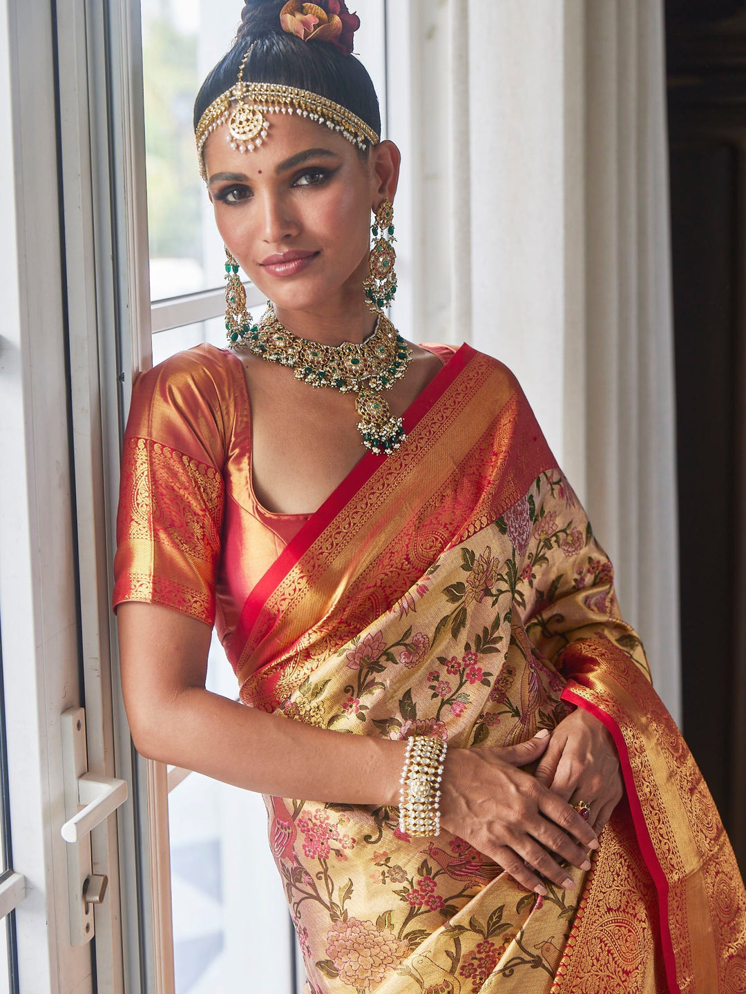 Brocade Zari Jaal Handloom Woven Saree