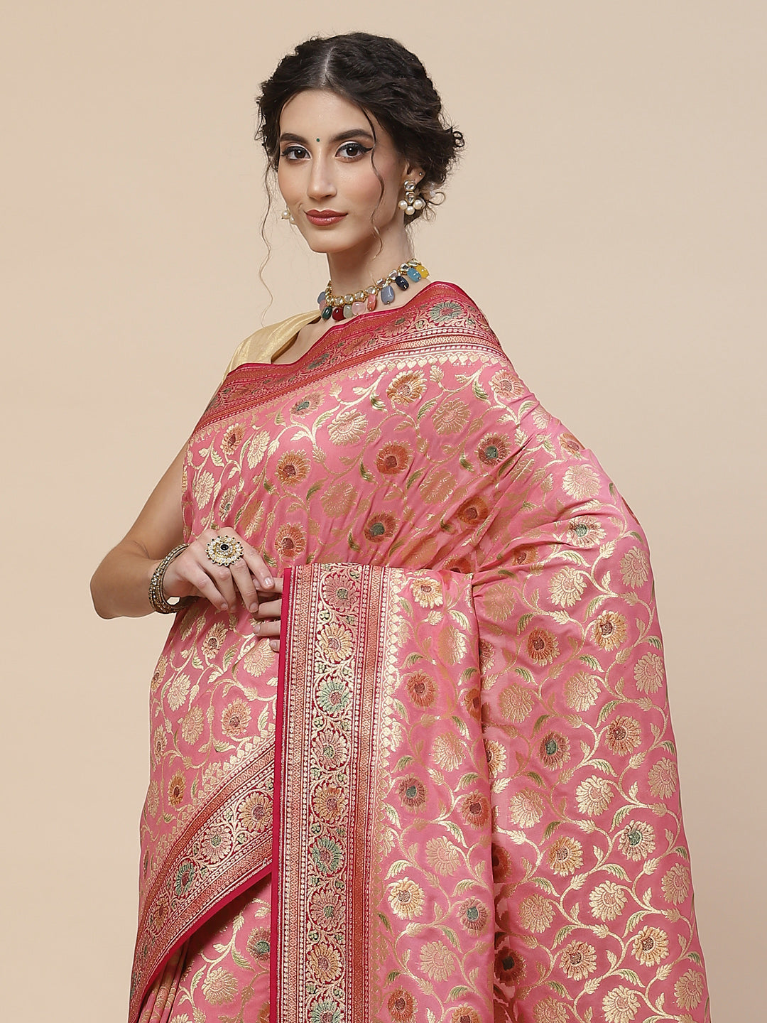 Zari Jaal Banarasi Woven Saree