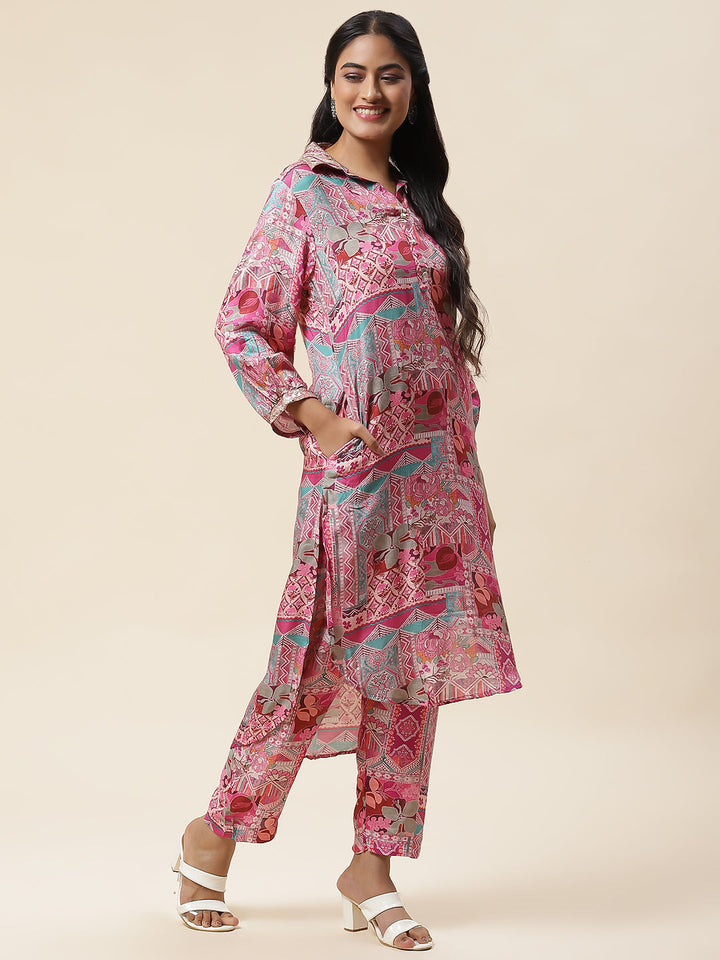 Printed Muslin Kurta With Pants