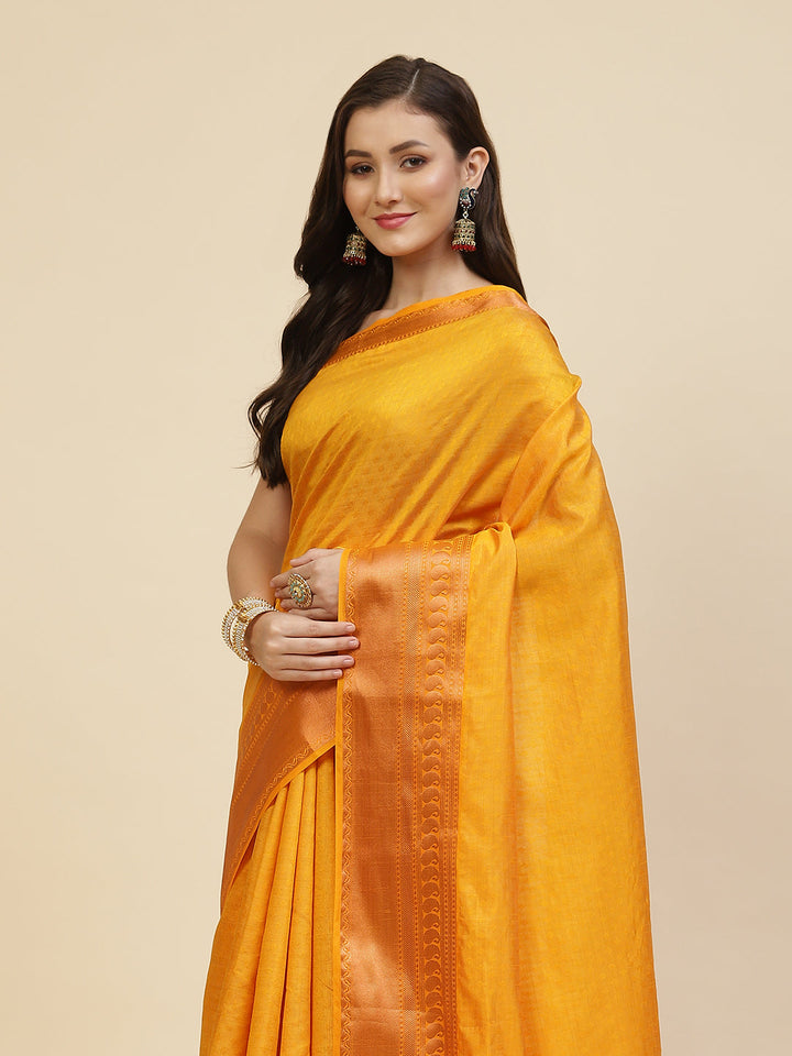 Zari Border Booti Tussar Woven Saree