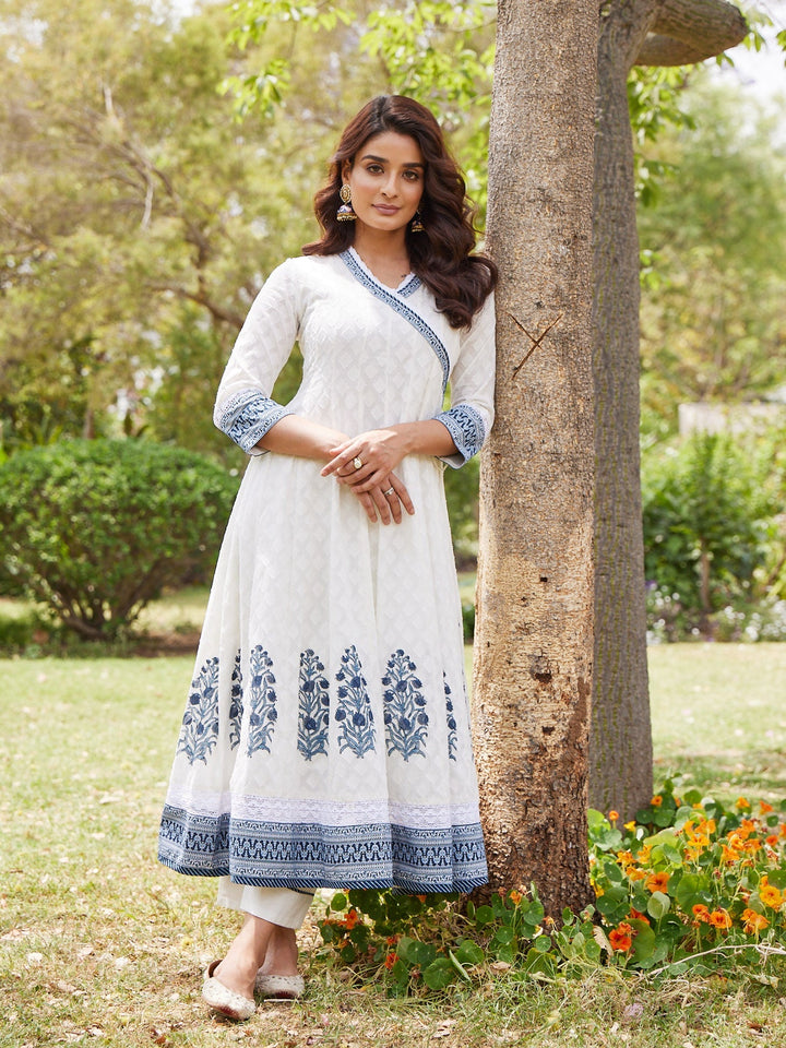 Floral Printed Cotton Anarkali Kurta