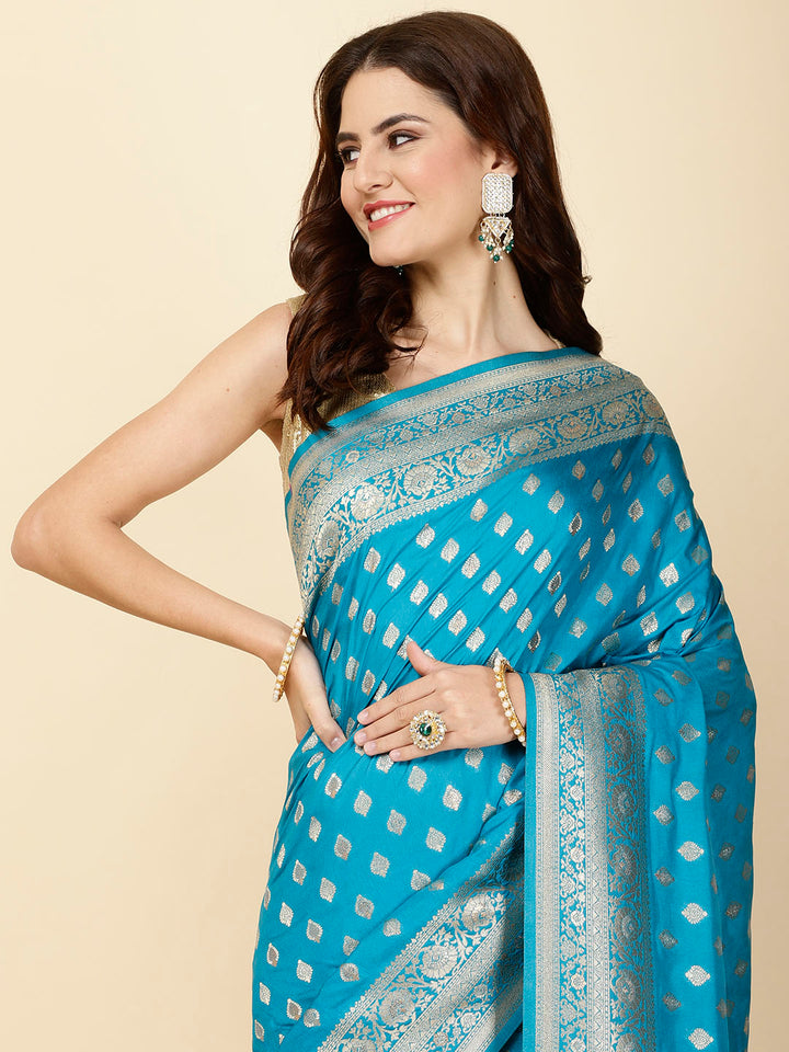 Zari Border Booti Woven Handloom Saree