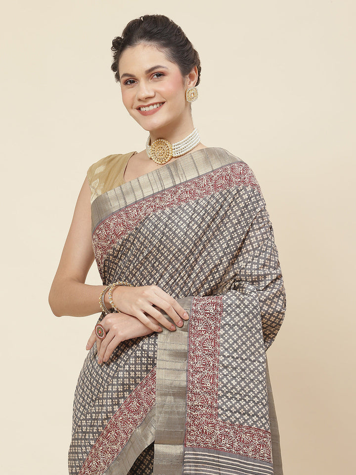 Printed Tussar Saree