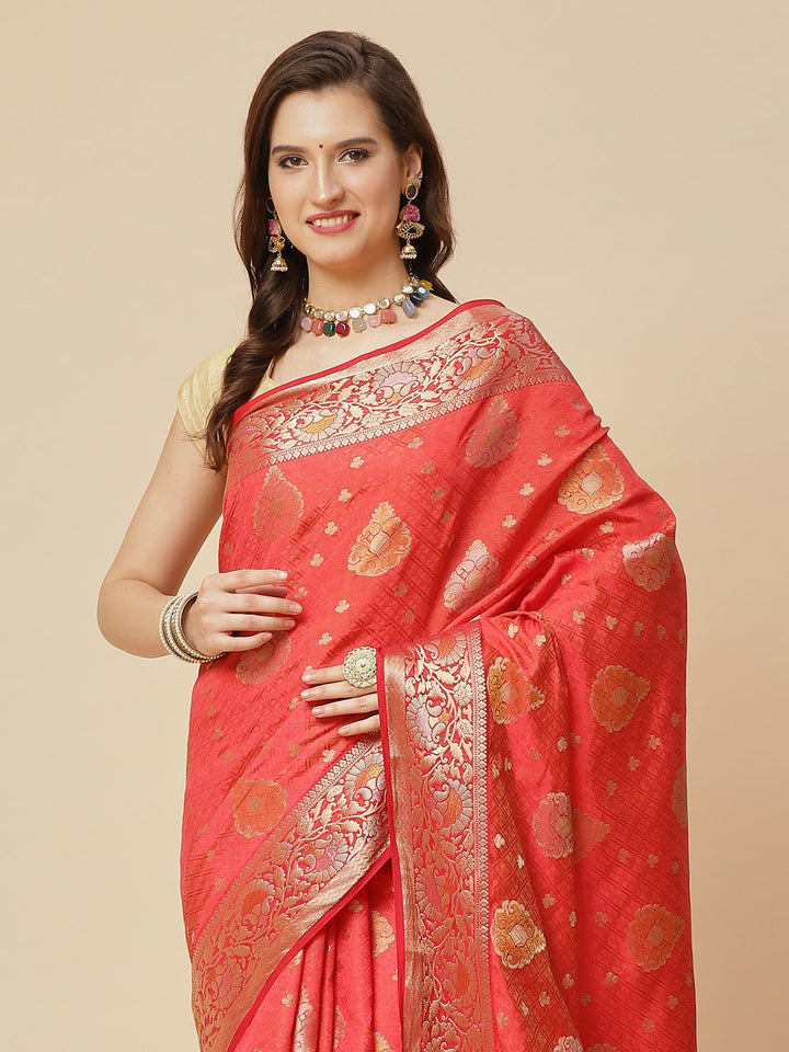 Zari Border Booti Art Handloom Woven Saree