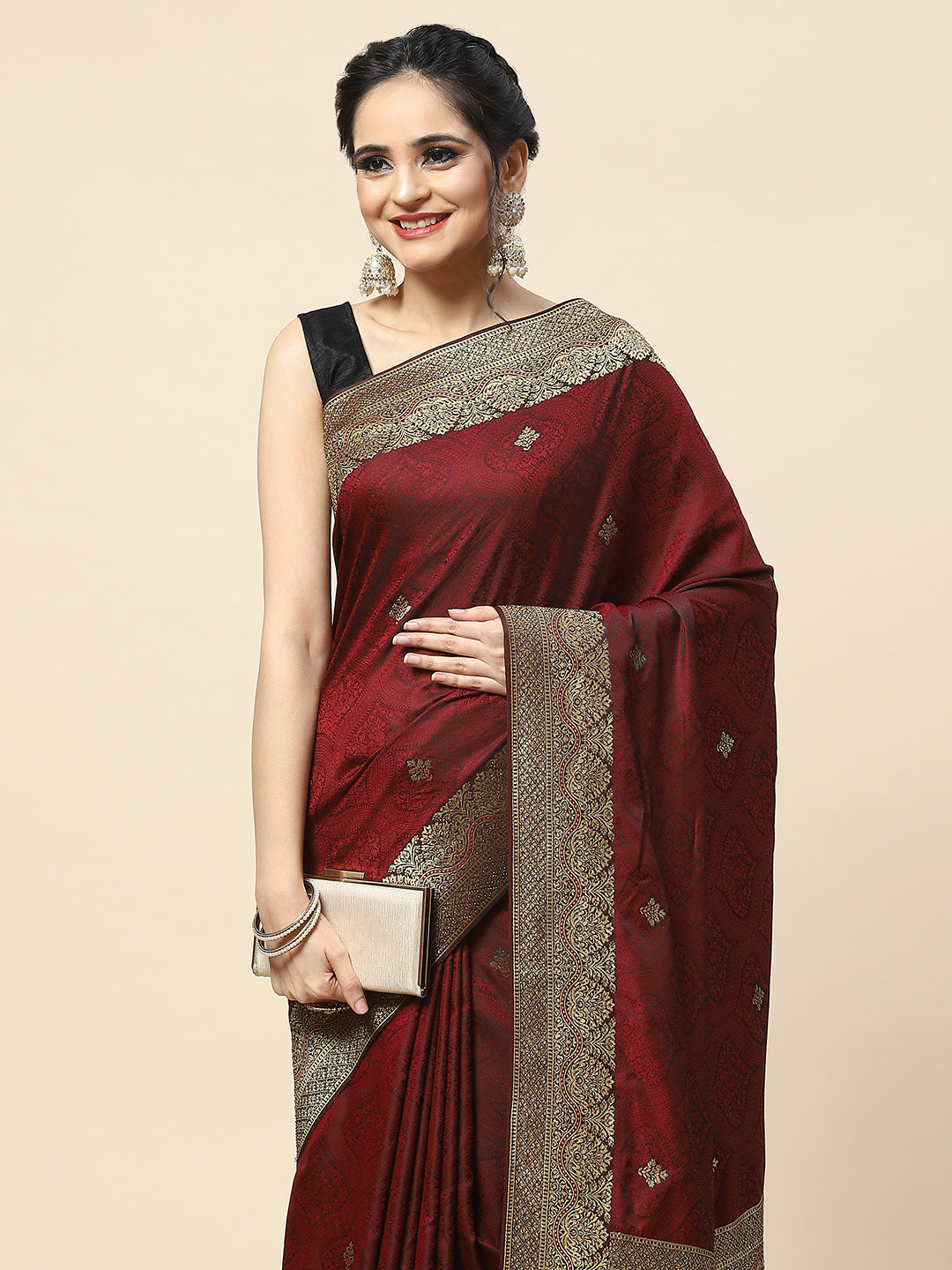 Zari Booti Embroidered Banarasi Saree