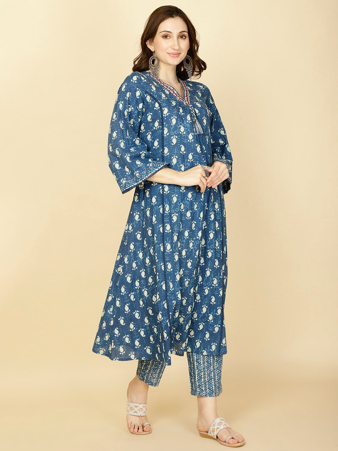 Paisley Printed Cotton Kurta With Pants &amp; Dupatta