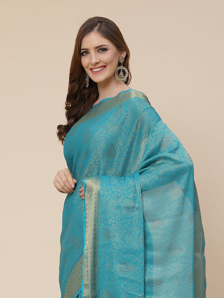 Light Brocade Georgette Plain Saree
