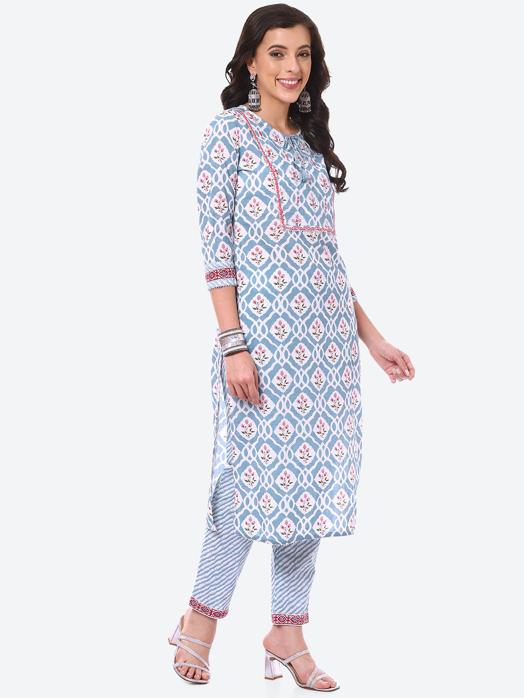 Floral Booti Printed Cotton Kurta With Pant &amp; Dupatta