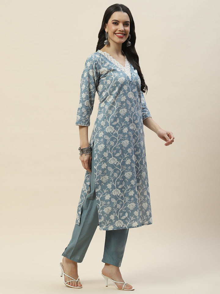 Printed Muslin Kurta With Pants