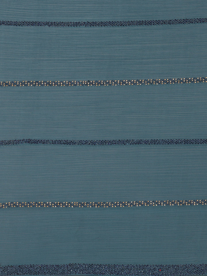 Zari Border Booti Chiffon Plain Saree
