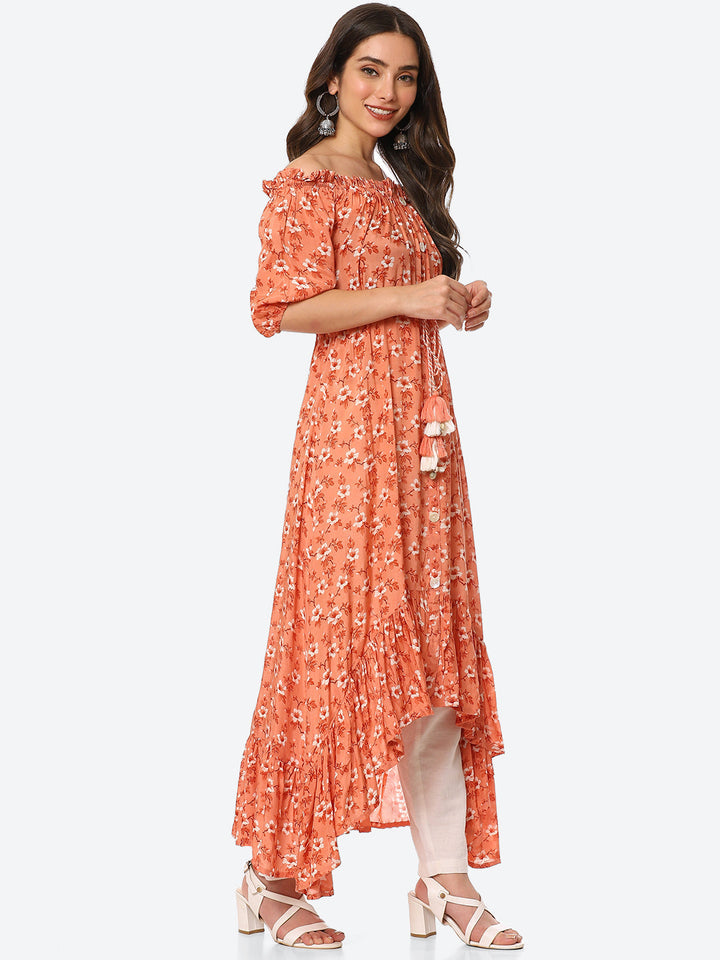 Floral Printed Muslin Kurta