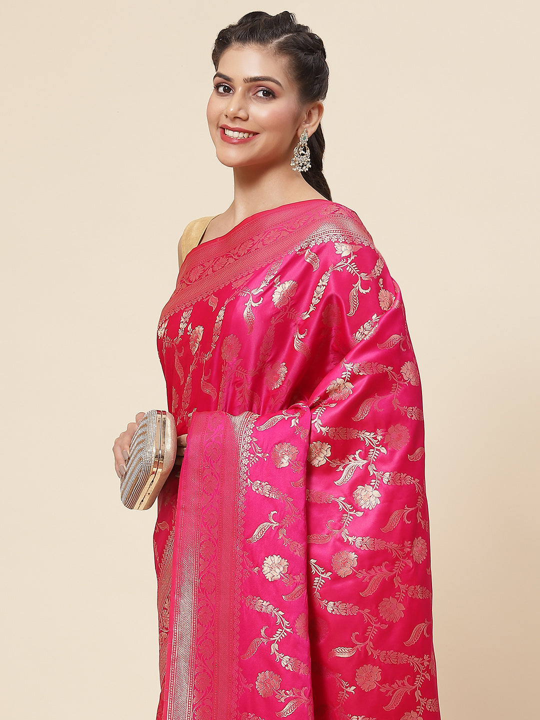 Zari Jaal Woven Satin Saree
