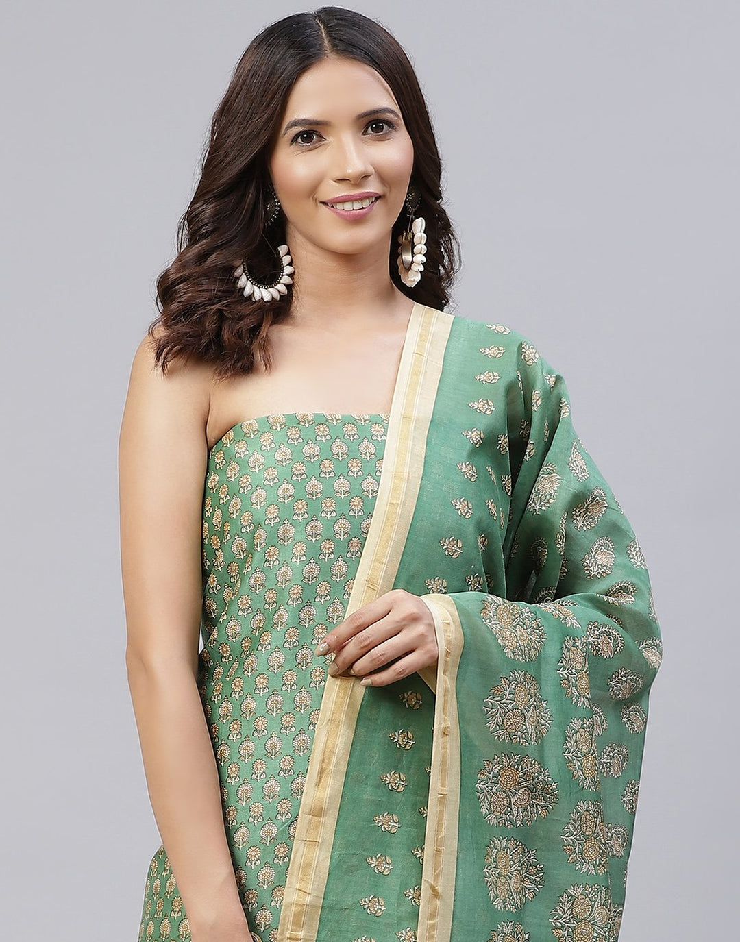 Fine Chanderi Printed Suit Piece