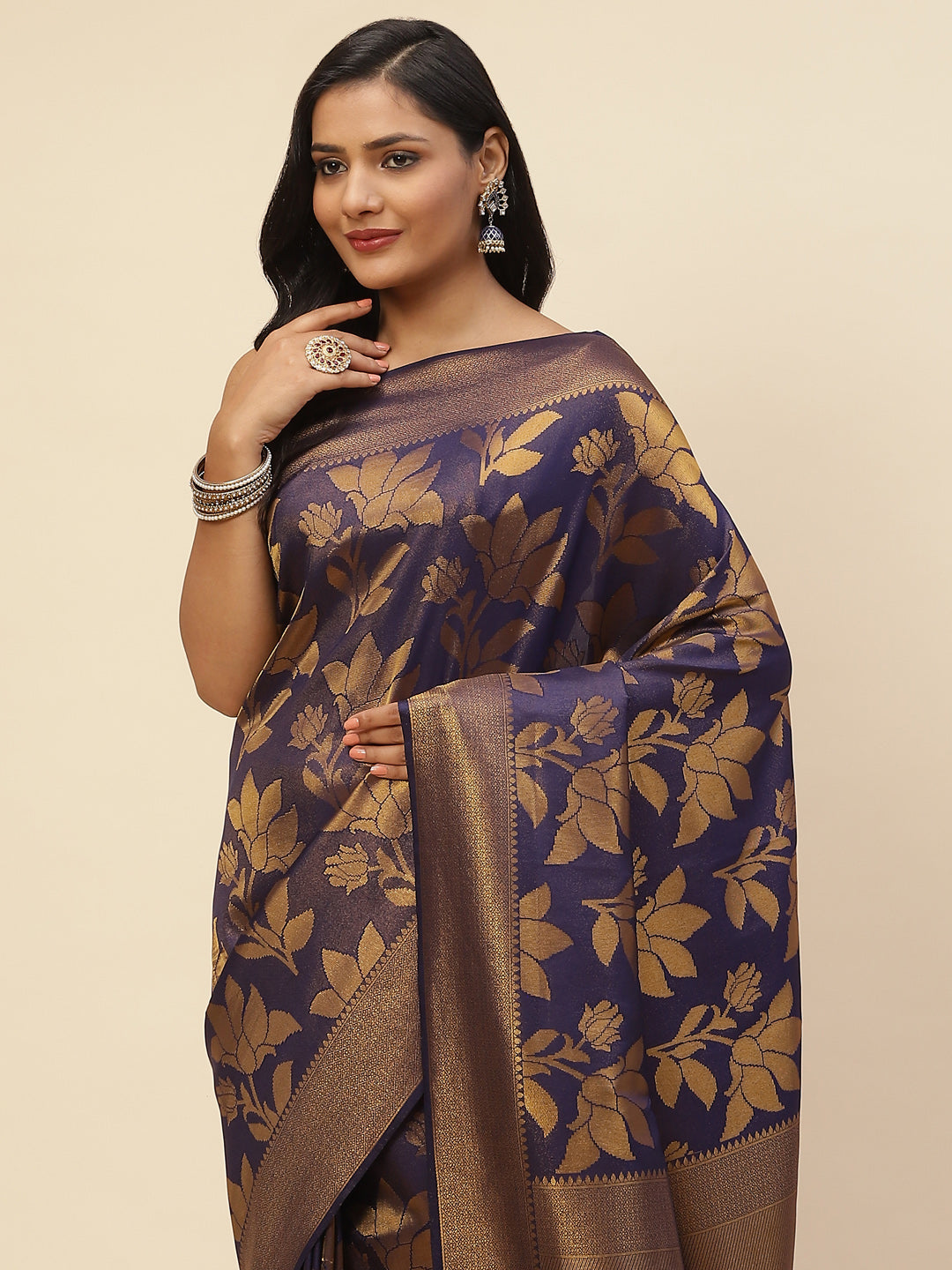 Brocade Zari Jaal Handloom Woven Saree