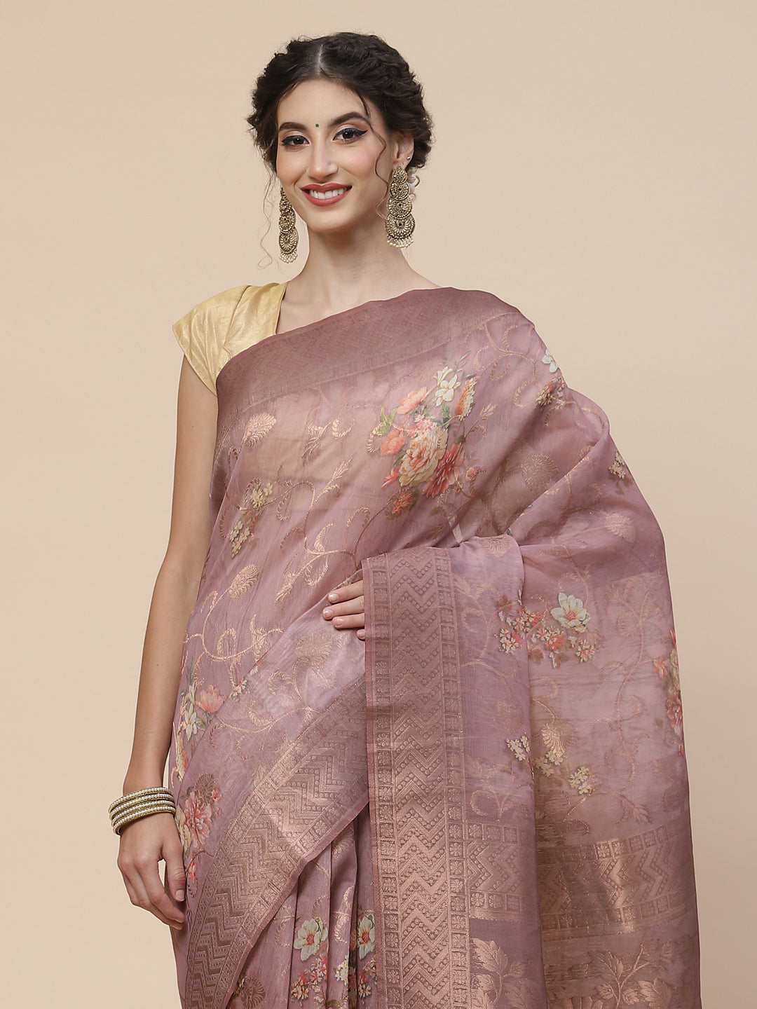 Floral Digital Printed Handloom Pallu Cotton Saree