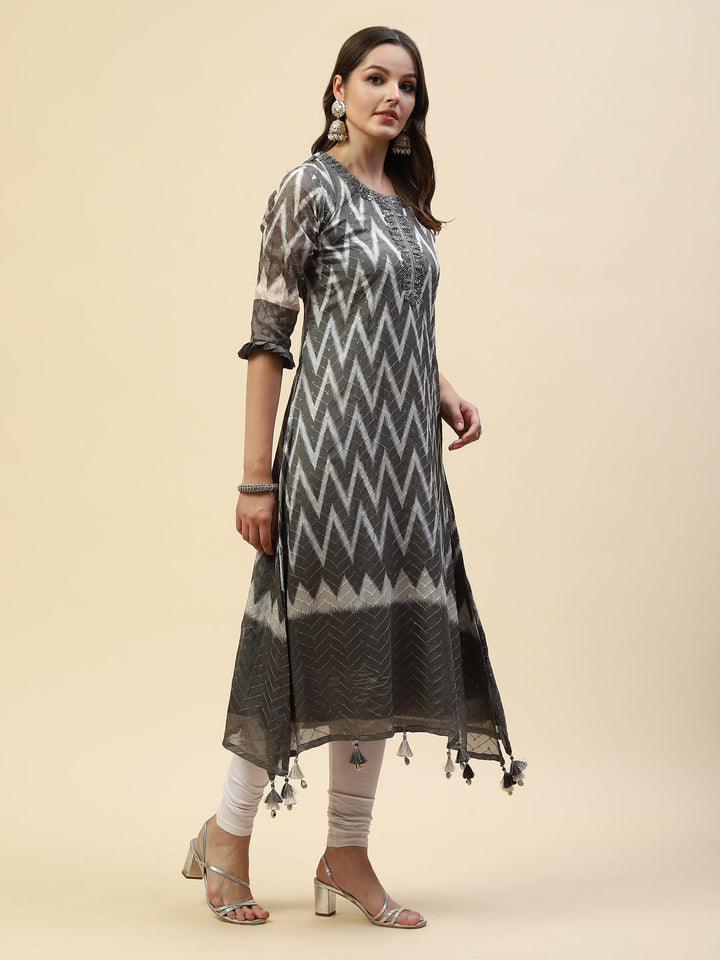 Resham Mirror Chiffon Kurta
