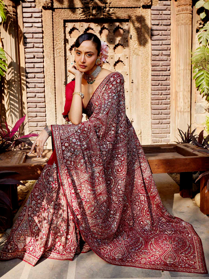 Resham Jaal Embroidered Georgette Saree