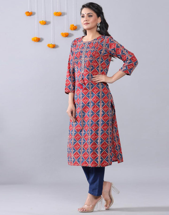 Cotton Printed Kurti Pant Set